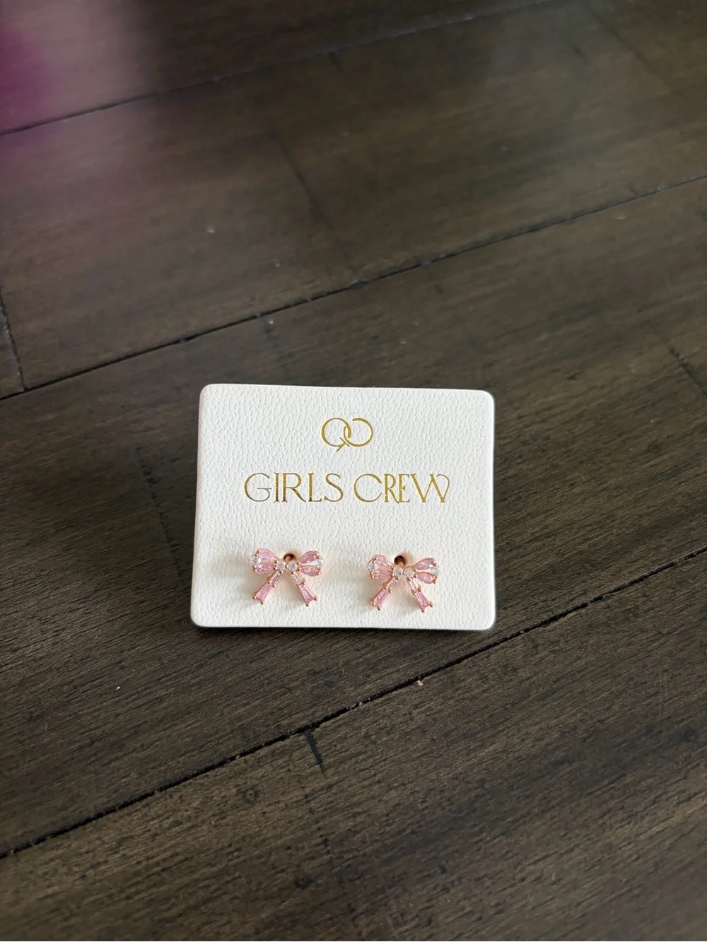 NWT Girls Pink Earrings, Sparkly Bows
